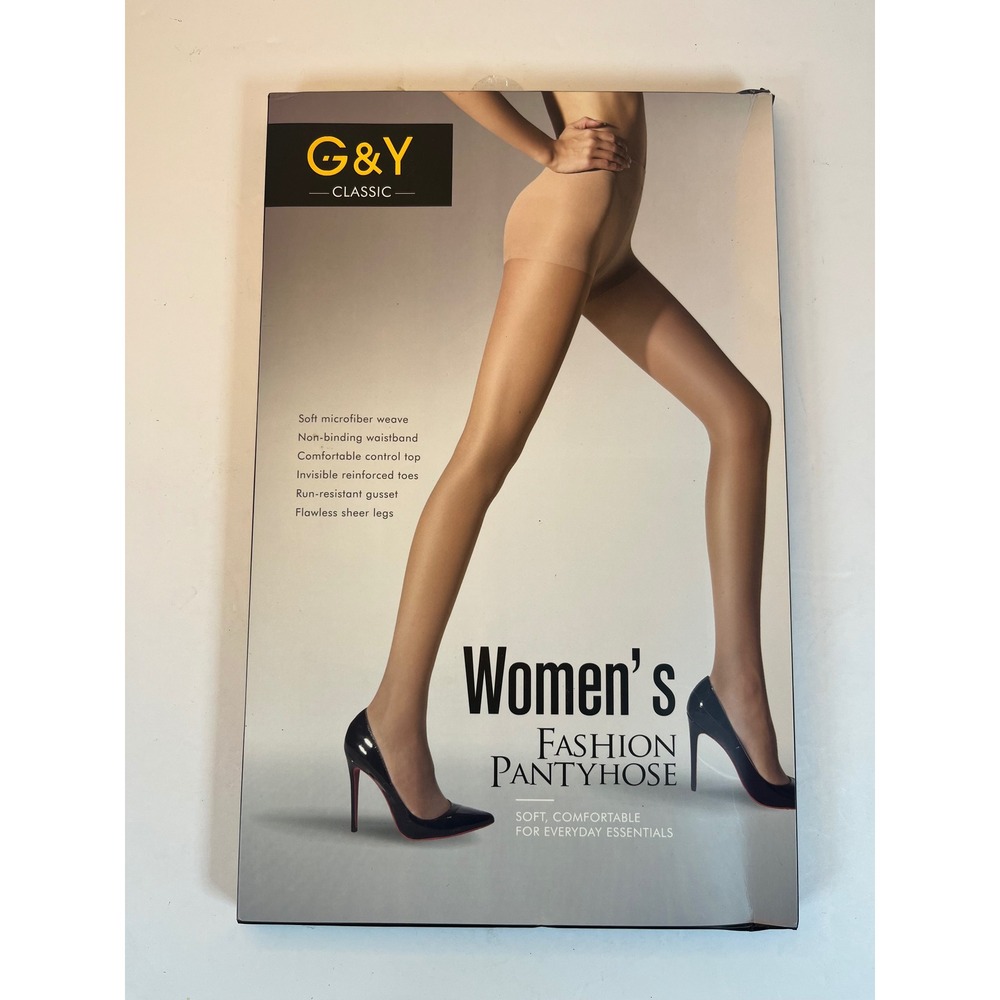 G&Y Classic Womens Fashion Pantyhose 3 Pack Black Sheer Control Top Microfiber